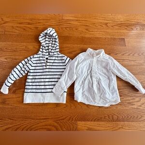 Crewcuts Navy ha and White Striped Hoodie and White Shirt Set